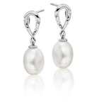 Infinity Freshwater pearl & diamond earrings in 18K white gold