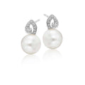 Freshwater pearl & diamond studs in 9K white gold