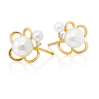 Freshwater pearl with 0.03ct diamond studs in 18K yellow gold