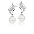 Freshwater pearl with 0.25ct diamond earrings in 9K white gold