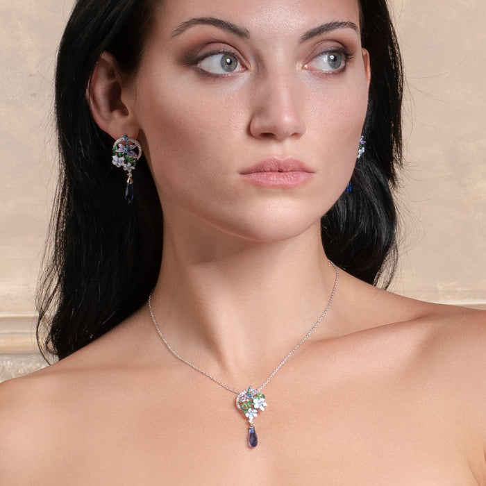 Sterling Silver Blue Enamel Dragonfly Pendant Necklace