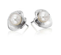 Bowl Freshwater pearl & diamond studs in 9K white gold