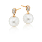 Freshwater pearl with 0.10ct diamond earrings in 18K yellow gold