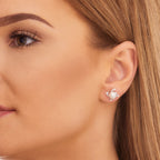 Freshwater pearl with 0.12ct diamond studs in 18K white gold
