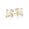 Freshwater pearl with 0.12ct diamond studs in 18K yellow gold