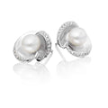 Freshwater pearl with 0.13ct diamond studs in 9K white gold