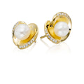 Freshwater pearl with 0.13ct diamond studs in 18K yellow gold