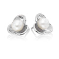 Freshwater pearl with 0.05ct diamond studs in 9K white gold