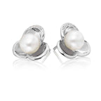 Freshwater pearl with 0.05ct diamond studs in 9K white gold