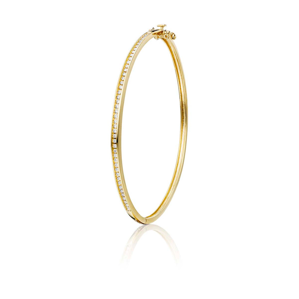 Channel Set 0.40ct diamond bangle in 18K yellow gold 