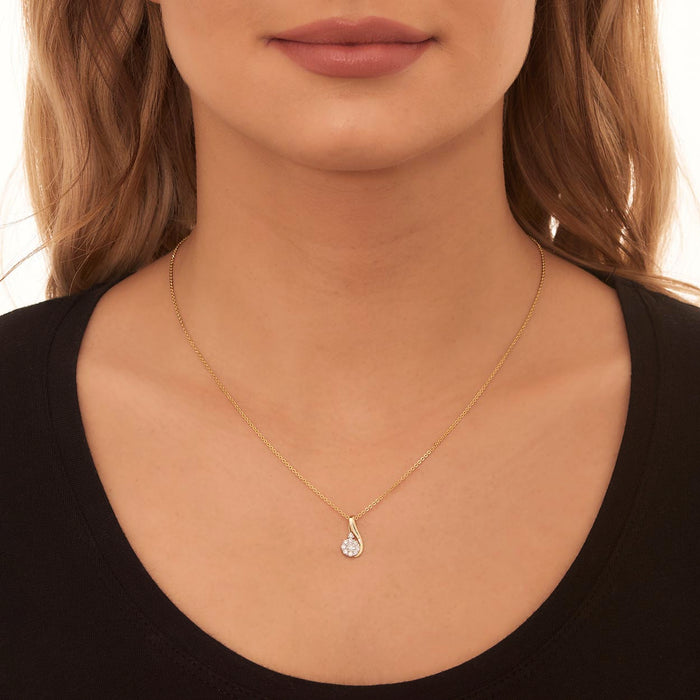 Treble Clef 0.30ct Cluster Diamond Pendant In 9K Yellow Gold