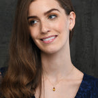 2.50ct Citrine Drop Pendant Necklace With Diamonds 9K Yellow Gold