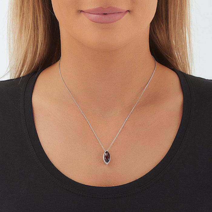 4.10ct Garnet With 0.16ct Diamond Pendant In 9K White Gold