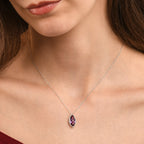7mm x 14mm Amethyst with 0.16ct Diamond pendant in 9K white gold