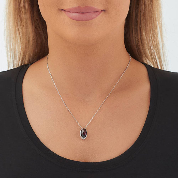 5.50ct Garnet With 0.16ct Diamond Pendant In 18K White Gold