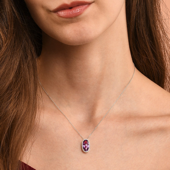 4.15ct Amethyst With 0.16ct Diamond Pendant In 9K White Gold