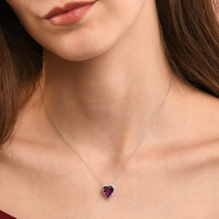 3.35ct Amethyst With 0.15ct Diamond Pendant In 9K White Gold