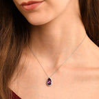 8mm x 13mm Amethyst with 0.17ct Diamond pendant in 9K white gold