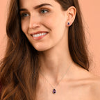 8mm x 13mm Amethyst with 0.17ct Diamond pendant in 9K white gold