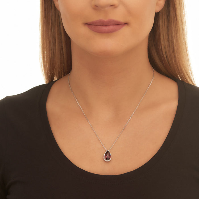 5.30ct Garnet With 0.17ct Diamond Pendant In 18K White Gold