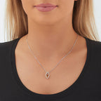 1.00ct Citrine Pendant Necklace With Diamond Halo 18K White Gold