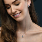 0.75ct Blue Topaz With 0.04ct Diamond Pendant In 9K White Gold