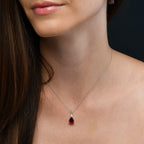 8mm x 10mm Pear Garnet with 0.05ct Diamond pendant in 18K white gold
