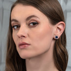 large blue stud earrings in 925 silver