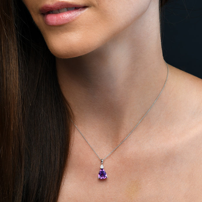 2.35ct Amethyst With 0.05ct Diamond Pendant In 9K White Gold