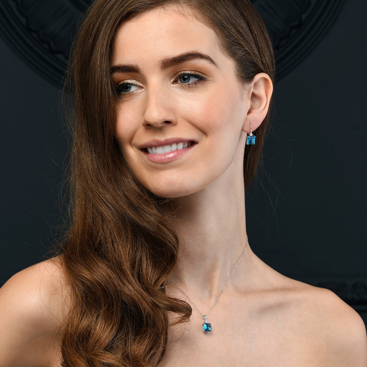 3.80ct Blue Topaz With 0.03ct Diamond Pendant In 9K White Gold