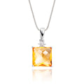 9mm x 9mm Citrine with 0.03ct Diamond pendant in 9K white gold 