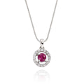 0.40ct Ruby Pendant Necklace 0.14ct Diamond 18K White Gold