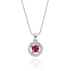 0.40ct Ruby Pendant Necklace 0.14ct Diamond 18K White Gold