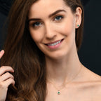 0.22ct Emerald Pendant Necklace 0.14ct Diamond 9K Yellow Gold