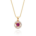 0.40ct Ruby Pendant Necklace 0.14ct Diamond 18K Yellow Gold
