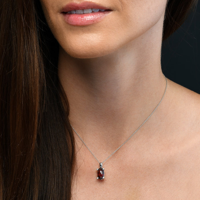 4.20ct Garnet With 0.03ct Diamond Pendant In 9K White Gold