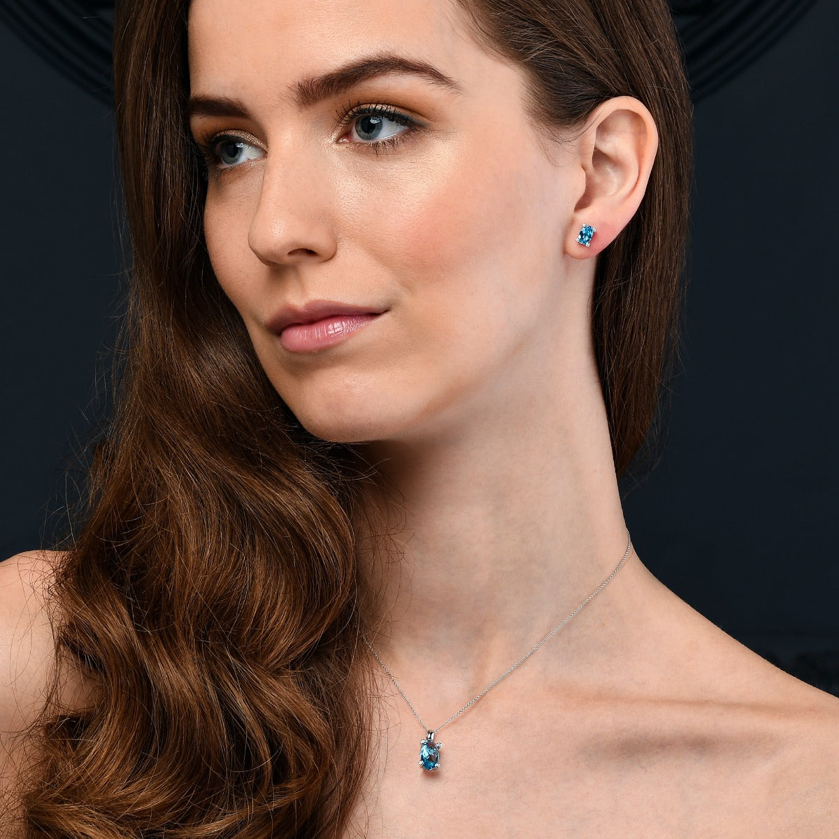 3.65ct Blue Topaz With 0.03ct Diamond Pendant In 9K White Gold