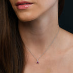 4mm Ruby and 0.07ct Diamond pendant necklace in 9K white gold