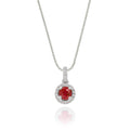 0.40ct Ruby Pendant Necklace 0.07ct Diamond 18K White Gold