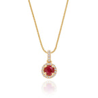 0.40ct Ruby Pendant Necklace 0.07ct Diamond 18K Yellow Gold