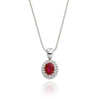 0.37ct Ruby Pendant Necklace 0.05ct Diamond 18K White Gold