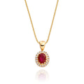 0.37ct Ruby Pendant Necklace 0.05ct Diamond 18K Yellow Gold