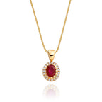 0.37ct Ruby Pendant Necklace 0.05ct Diamond 18K Yellow Gold