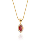 0.30ct Ruby Pendant Necklace 0.05ct Diamond 18K Yellow Gold