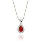 0.45ct Ruby Pendant Necklace 0.05ct Diamond 9K White Gold