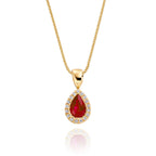 0.45ct Ruby Pendant Necklace 0.05ct Diamond 18K Yellow Gold