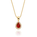 0.45ct Ruby Pendant Necklace 0.05ct Diamond 9K Yellow Gold