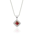 0.40ct Ruby Pendant Necklace 0.06ct Diamond 18K White Gold