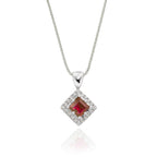 0.40ct Ruby Pendant Necklace 0.06ct Diamond 9K White Gold