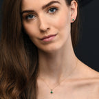 0.27ct Emerald Pendant Necklace 0.06ct Diamond 9K Yellow Gold